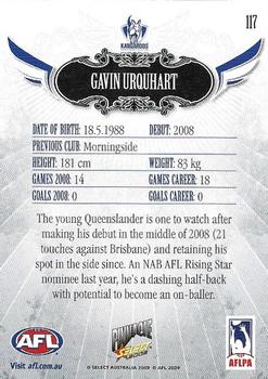 2009 Select AFL Pinnacle #117 Gavin Urquhart Back
